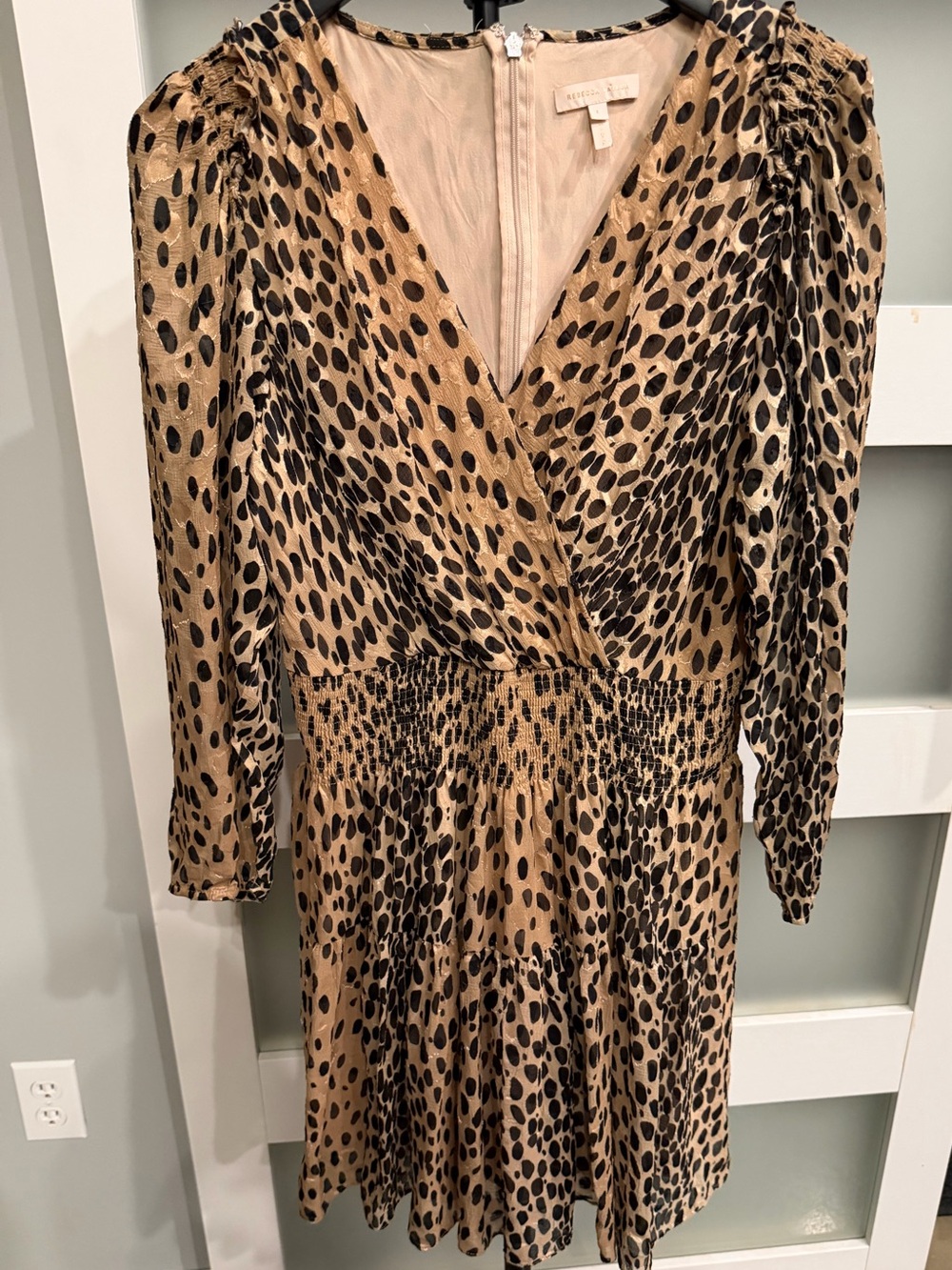 Rebecca Taylor Tan and Black Animal Print Mini Dress